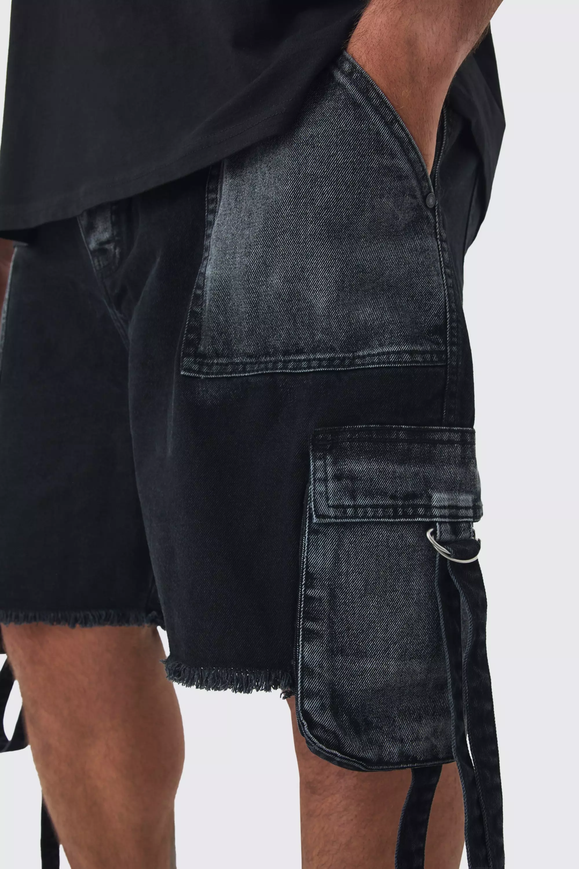 Black denim shorts boohoo sale